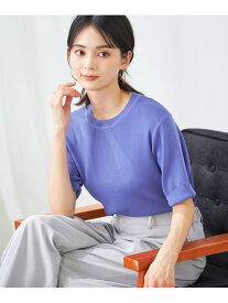 【SALE／50%OFF】【接触冷感/UVカット/洗える】クルーネックハーフスリーブ美ラクるサマーニット a.v.v アー・ヴェ・ヴェ トップス ニット ブルー グレー ホワイト ブラック ベージュ【RBA_E】[Rakuten Fashion]