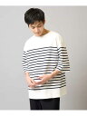 【SALE／42%OFF】【綿100%】ボーダーワイドシルエット五分袖カットソー a.v.v アー・ヴェ・ヴェ トップス カットソー・Tシャツ ネイビー【RBA_E】[Rakuten Fashion]