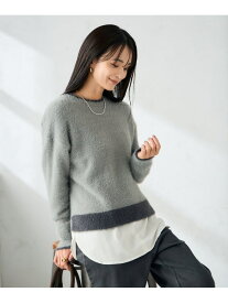 【SALE／50%OFF】フェザーヤーンバイカラーニット a.v.v アー・ヴェ・ヴェ トップス ニット ピンク グレー【RBA_E】[Rakuten Fashion]