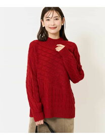 【SALE／70%OFF】ケーブル編みバイアスデザインニット a.v.v アー・ヴェ・ヴェ トップス ニット レッド ホワイト グレー【RBA_E】[Rakuten Fashion]