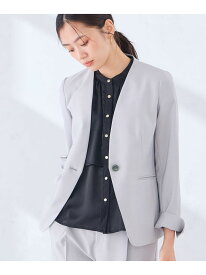 【SALE／50%OFF】【接触冷感/イージーケア/UVカット/吸水速乾】サマーストレッチノーカラージャケット a.v.v アー・ヴェ・ヴェ ジャケット・アウター ノーカラージャケット ネイビー ベージュ【RBA_E】【送料無料】[Rakuten Fashion]