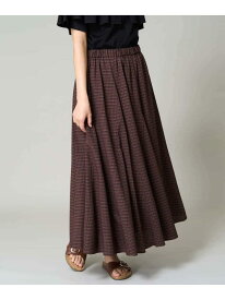 【SALE／70%OFF】【洗える/ひんやりタッチ裏地】チェック柄フレアスカート a.v.v アー・ヴェ・ヴェ スカート ロング・マキシスカート ブラウン ホワイト【RBA_E】[Rakuten Fashion]