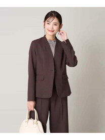 【SALE／50%OFF】【洗える/イージーケア/UVカット/ストレッチ】スカルノテックスVネックジャケット a.v.v アー・ヴェ・ヴェ ジャケット・アウター ノーカラージャケット グレー ネイビー ブラウン【RBA_E】【送料無料】[Rakuten Fashion]