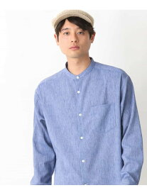 【SALE／28%OFF】【リネン混】ワッシャーセミワイドバンドカラーシャツ a.v.v アー・ヴェ・ヴェ トップス シャツ・ブラウス イエロー ブルー【RBA_E】【送料無料】[Rakuten Fashion]