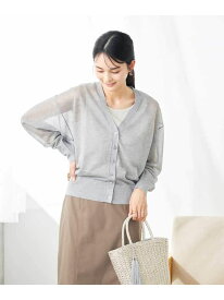 【SALE／28%OFF】シアーVネックカーディガン a.v.v アー・ヴェ・ヴェ トップス カーディガン グレー ブラック【RBA_E】[Rakuten Fashion]