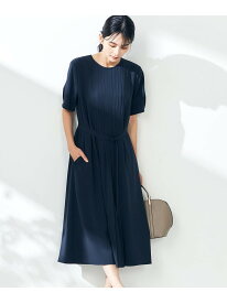 【SALE／28%OFF】【洗える/ストレッチ】ベルト付フロントプリーツワンピース a.v.v アー・ヴェ・ヴェ ワンピース・ドレス ワンピース ネイビー ベージュ【RBA_E】【送料無料】[Rakuten Fashion]