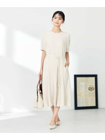 【SALE／50%OFF】【洗える/ストレッチ】ベルト付フロントプリーツワンピース a.v.v アー・ヴェ・ヴェ ワンピース・ドレス ワンピース ネイビー ベージュ【RBA_E】【送料無料】[Rakuten Fashion]