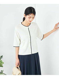 【SALE／37%OFF】【UVカット/接触冷感】バイカラーハーフスリーブカーディガン a.v.v アー・ヴェ・ヴェ トップス カーディガン ブラック ホワイト【RBA_E】【送料無料】[Rakuten Fashion]