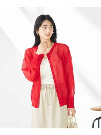 【SALE／28%OFF】【2WAY】シアークルーネックカーディガン a.v.v アー・ヴェ・ヴェ トップス カーディガン レッド グレー ブラック【RBA_E】[Rakuten Fashion]