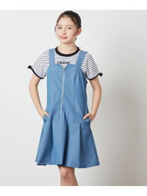 【SALE／50%OFF】[140-150]フロントジップジャンスカ a.v.v アー・ヴェ・ヴェ ワンピース・ドレス ジャンパースカート ブラック ブルー【RBA_E】[Rakuten Fashion]