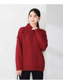 【SALE／50%OFF】ケーブル編みバイアスデザインニット a.v.v アー・ヴェ・ヴェ トップス ニット レッド ホワイト【RBA_E】[Rakuten Fashion]