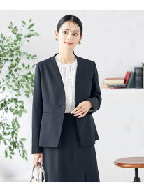 【SALE／50%OFF】【洗える/ストレッチ/UVカット】麻調ストレッチノーカラージャケット a.v.v アー・ヴェ・ヴェ ジャケット・アウター ノーカラージャケット ネイビー グレー ベージュ【RBA_E】【送料無料】[Rakuten Fashion]