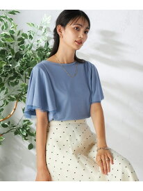 【SALE／46%OFF】【接触冷感/UVカット/吸水速乾】チュールラッフルスリーブカットソー a.v.v アー・ヴェ・ヴェ トップス カットソー・Tシャツ グレー ブラック【RBA_E】[Rakuten Fashion]