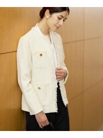 【SALE／10%OFF】ツイードジャケット a.v.v アー・ヴェ・ヴェ ジャケット・アウター ノーカラージャケット ホワイト ネイビー【RBA_E】【送料無料】[Rakuten Fashion]