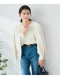 【SALE／50%OFF】ヘアリーラメクルーネックカーディガン a.v.v アー・ヴェ・ヴェ トップス カーディガン グレー ホワイト【RBA_E】[Rakuten Fashion]