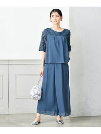 【SALE／10%OFF】レースドッキングブラウスパンツセット a.v.v アー・ヴェ・ヴェ ワンピース・ドレス その他のワンピース・ドレス ブルー ブラック【RBA_E】【送料無料】[Rakuten Fashion]