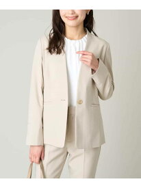 【SALE／50%OFF】【洗える/ストレッチ/UVカット】麻調ストレッチノーカラージャケット a.v.v アー・ヴェ・ヴェ ジャケット・アウター ノーカラージャケット グレー ネイビー ベージュ【RBA_E】【送料無料】[Rakuten Fashion]