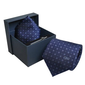 Daniel Wellington ダニエルウェリントン 3点セット ネクタイ タイバー チーフ DW02800016 NAVY 送料無料 専用BOX 箱付き シルク100％ ギフト 人気 高級 ブランド 成人式 就職祝い 父の日 バレンタイン クリスマス