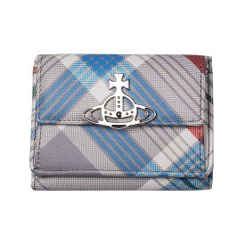 Vivienne Westwood ヴィヴィアンウエストウッドSAFFIANO PRINT 52010013U-L0057-PF　三つ折り財布　O101 MADRAS CHECK 送料無料 プレゼント ギフト 財布 革小物