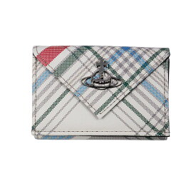 Vivienne Westwood ヴィヴィアンウエストウッドSAFFIANO PRINT 51150009U-L0057-PF　三つ折り財布　O101 MADRAS CHECK 送料無料 プレゼント ギフト 財布 革小物