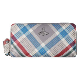 Vivienne Westwood ヴィヴィアンウエストウッドSAFFIANO PRINT 51050023U-L0057-PF　ラウンドファスナー長財布　O101 MADRAS CHECK 送料無料 プレゼント ギフト 財布 革小物