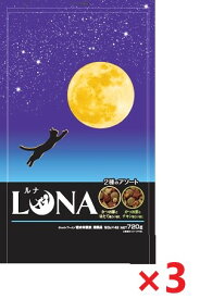 【3個セット】LUNAかつお節＆ほたて味とチキン味ビッツ添え 720g ペットライン キャットフード