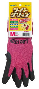 やわらかく使いやすい軽作業用手袋ライトグリップ(タグ付き)Mレッド ※こちらの商品の販売数は1個です。