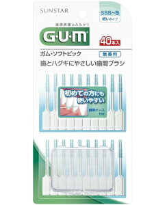 【送料無料!】ガムソフトピック40P SSS−S 歯間ブラシ 口臭対策 歯垢除去 口臭予防 デンタルケア 歯周病ケア ※こちらの商品の販売数は1個です。