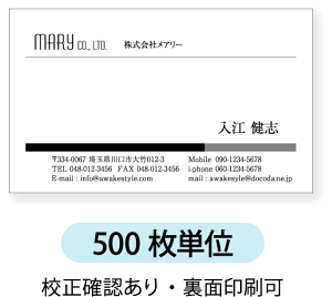 モノクロ名刺 名刺作成 名刺印刷【500枚単位】名刺ケース1個付属2階調のラインを配置したデザインです