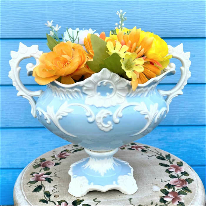 楽天市場】青と白の美しい花器【ロココ調 ハンドボウル】アカンサス
