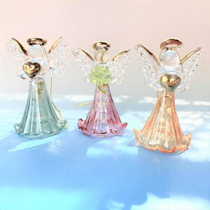 ≪天使 置物*天使雑貨≫ ガラスの天使 【ハッピーカラー ガラスエンジェルベル】インテリア エンジェル 天使 置物 オーナメント 誕生日 お祝い 贈り物 ギフト プレゼント