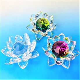 ≪リニューアルしました!!≫☆天使の輝き☆【クリスタルロータス 大サイズ】癒し　清涼グッズ　クリスマス　誕生日　母の日　記念日　おうち時間　贈り物　ギフト　プレゼント　サンキャッチャー　クリスタル　インテリア　蓮の花　置物　祭壇 お供え 天使雑貨
