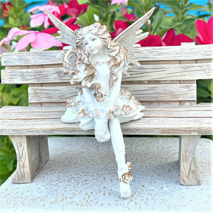 楽天市場 天使 置物 天使雑貨 エンジェル雑貨 白い天使ブランシュ ホワイトローズフェアリー インテリア置物 エンジェル オブジェ オーナメント フィギュア ギフト 女性 おしゃれ ファンタジー 癒しグッズ 誕生日 プレゼント 薔薇 バラ 妖精雑貨 天使が