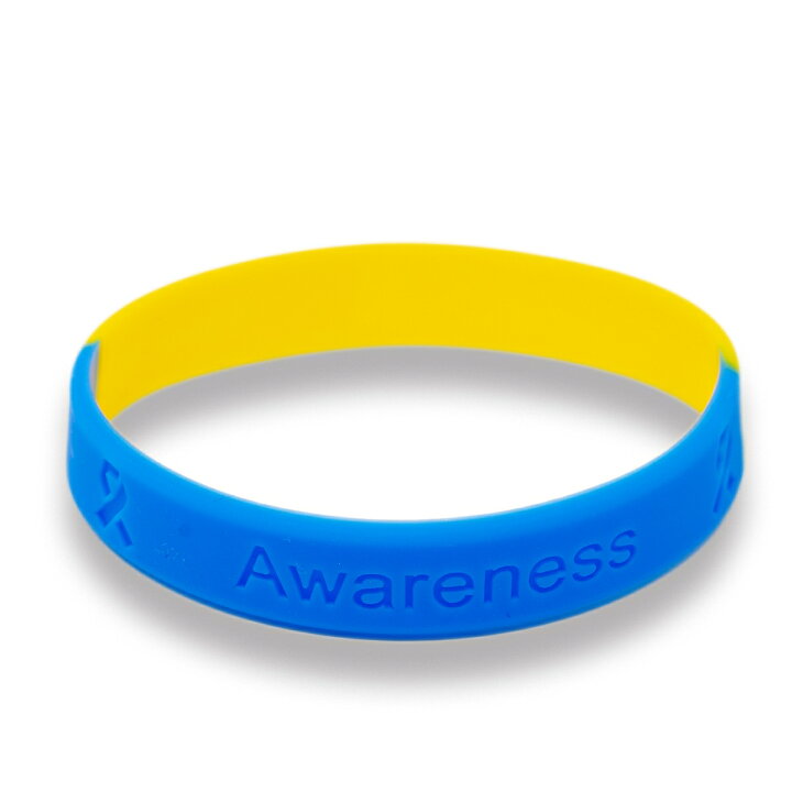 楽天市場 ウクライナ 国旗カラー ブルー イエローリボン ブレスレット ダウン症 染色体異常 No War 戦争反対 アウェアネス ラバーバンド シリコン アウェアネスリボンショップ