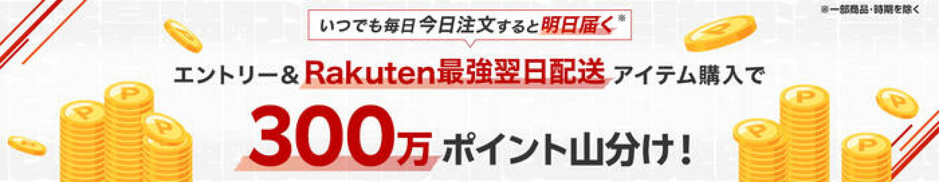 最強翌日配送限定！エントリー＆1,000円(税込)以上お買い上げで300万ポイント山分け