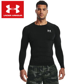 【あす楽】【即日発送】【メール便可230円】【アンダーアーマー　UNDER ARMOUR】【ウェア】 長袖インナーシャツ(丸首) メンズ ヒートギア コンプレッション インナー アンダーウェア 1361524 (001) ブラック/ホワイト [ten][230925]