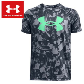 【あす楽】【即日発送】【メール便可230円】【2024年春夏モデル】【アンダーアーマー　UNDER ARMOUR】【ウェア】 ジュニア用 半袖Tシャツ 子供 こども 小学生 ビッグロゴ スポーツ 運動 普段着 1363278 (044) ダウンポアグレー [ten][240426]