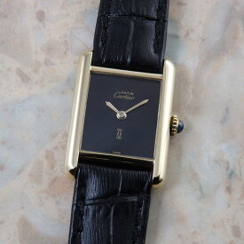 カルティエ マストタンク SM ブラック 手巻き アンティーク ヴィンテージ レディース 腕時計 Cartier 黒 オニキスカラー