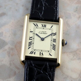 カルティエ マストタンク LM 手巻き式 ヴィンテージ メンズ腕時計 Cartier Tank Must アンティーク時計 ヴェルメイユ ローマダイヤル