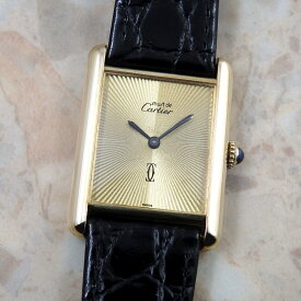 カルティエ マストタンク LM 希少 サンレイ 手巻き式 ヴィンテージ アンティーク時計 Cartier Must Tank ヴェルメイユ Discor Dial