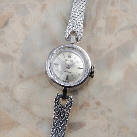 ロレックス ROLEX 金無垢 ホワイトゴールド カットガラス アンティーク時計 レディース 1965年 ヴィンテージウォッチ 18KWG
