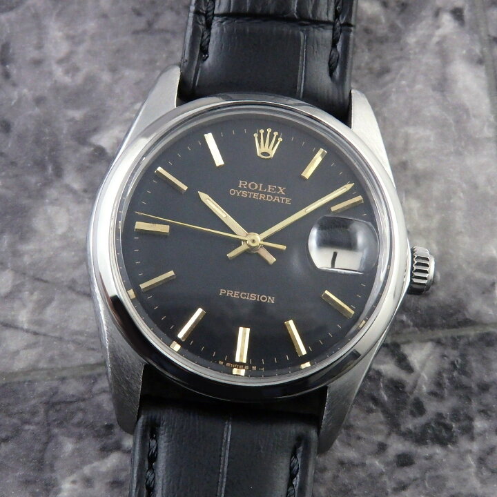 楽天市場】ロレックス オイスターデイト 6694 ブラック 黒文字盤 ROLEX 