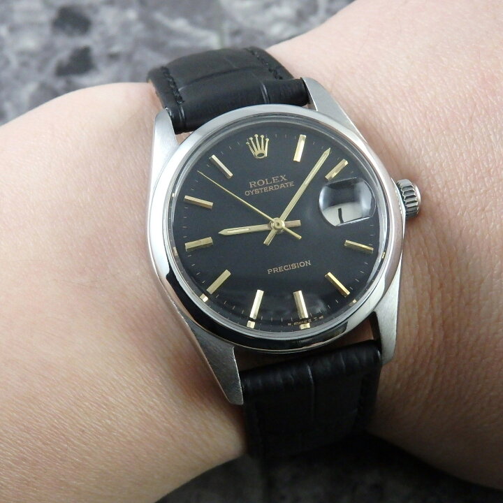 楽天市場】ロレックス オイスターデイト 6694 ブラック 黒文字盤 ROLEX 