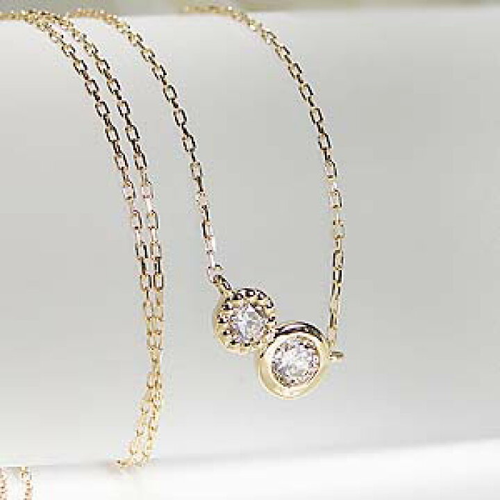 楽天市場】k18YG/WG/PG【0.15ct】ツイン ダイヤモンド ネックレス 