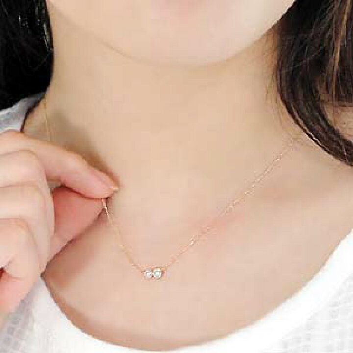 楽天市場】k18YG/WG/PG【0.15ct】ツイン ダイヤモンド ネックレス 