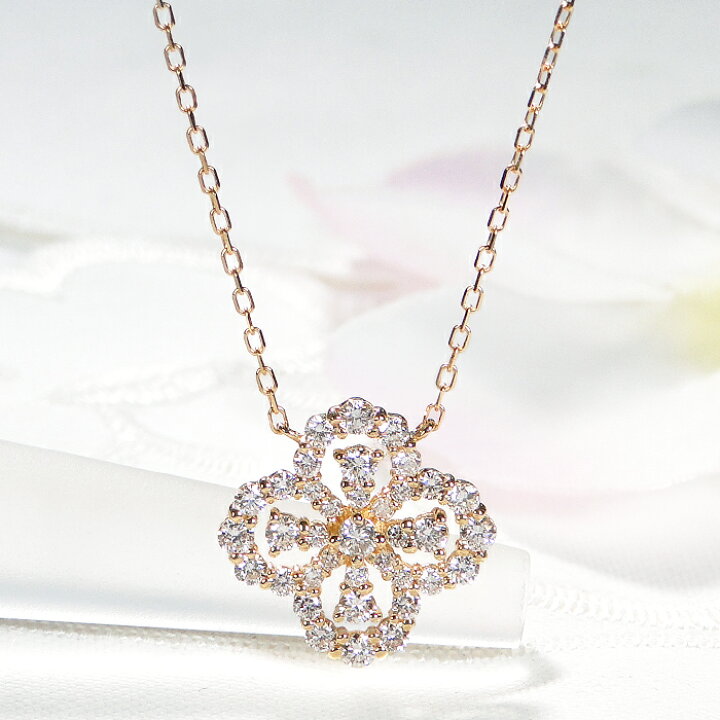 楽天市場】K18YG/WG/PG【0.50ct】ダイヤモンド フラワー ネックレス18 