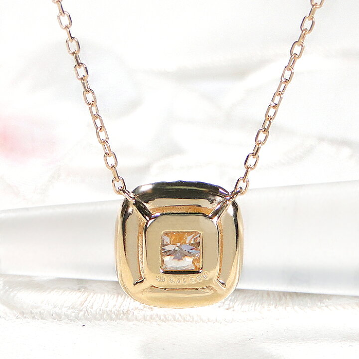 楽天市場】K18YG【0.75ct】スクエアモチーフ ダイヤモンド ネックレス 