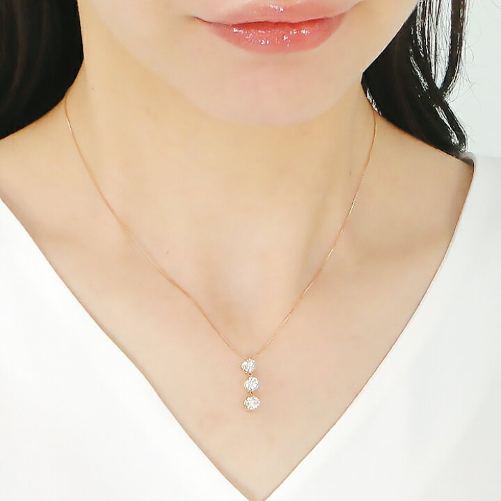 楽天市場】K18PG【1.0ct】スリーストーン ダイヤモンド ネックレス 