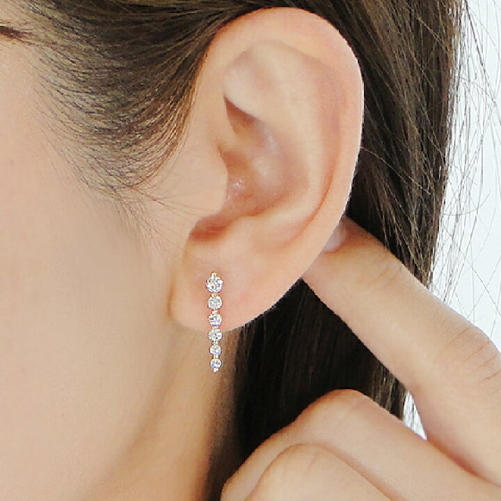 楽天市場】K18YG【0.50ct】ダイヤモンド ピアスラインピアス かわいい 