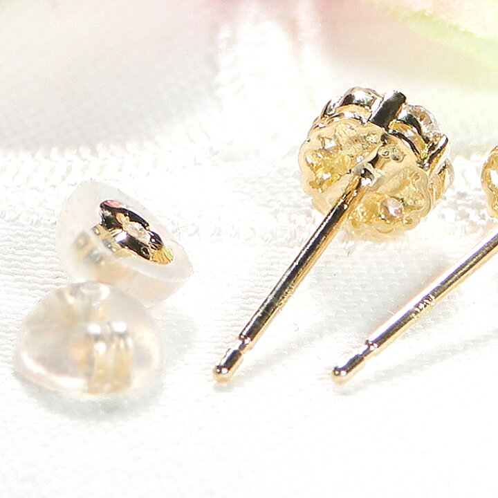 楽天市場】K18YG【0.30ct】ダイヤモンド ピアスフラワーピアス  